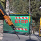 Security forces checking vehicles before letting them move ahead of Tangmarg