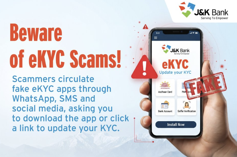 J&K Bank cautions customers against fake eKYC apps, phishing links